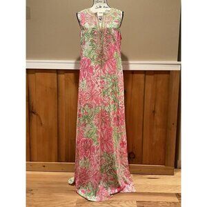 Lilly Pulitzer CARLOTTA Koala Me Maybe MAXI DRESS soutache gold trim Sz 12